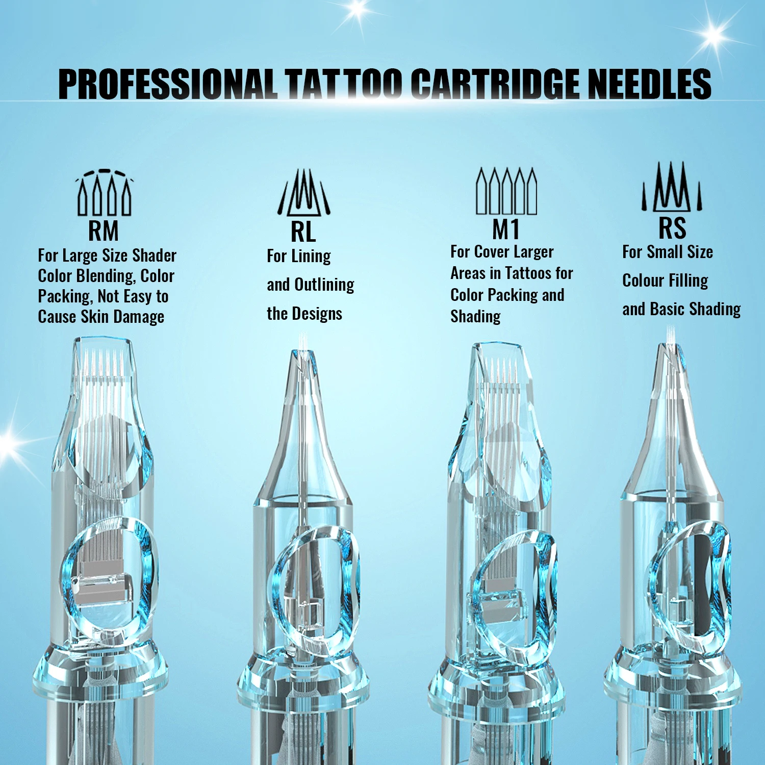 50 Pcs/Box Tattoo Cartridge RL RM Mixed Needles Disposable Sterilized Safety Tattoo Needle for Tattoo Machines Tattoo Supplies