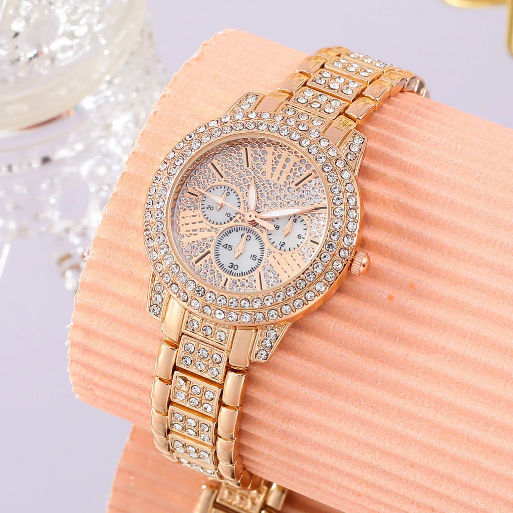 Kegllect-relojes de cuarzo con correa de acero para mujer, pulsera con diamantes romanos, a la moda, novedad