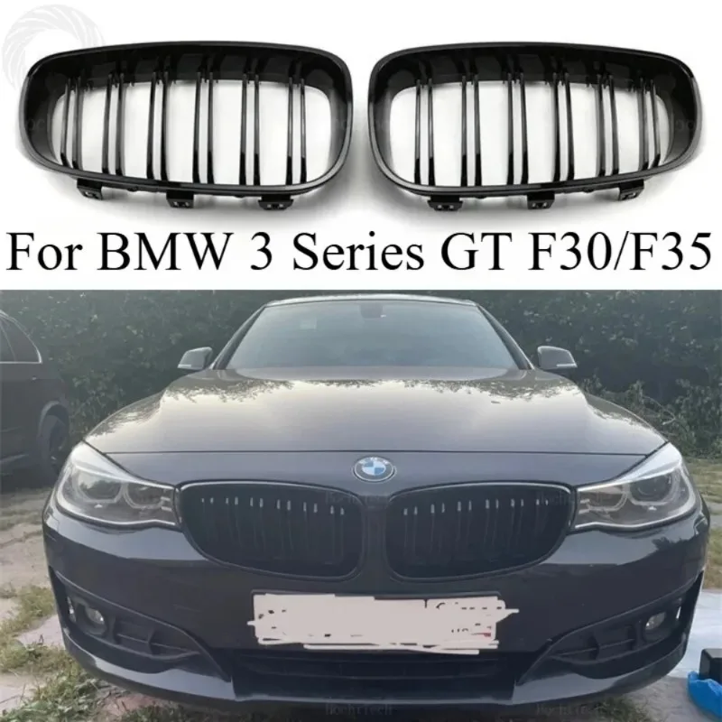 

Lyr 1 Set Dual Slat Gloss Black M Color Front Kidney Grille Replacement for BMW 3 Series GT F30/F35 2012-2020
