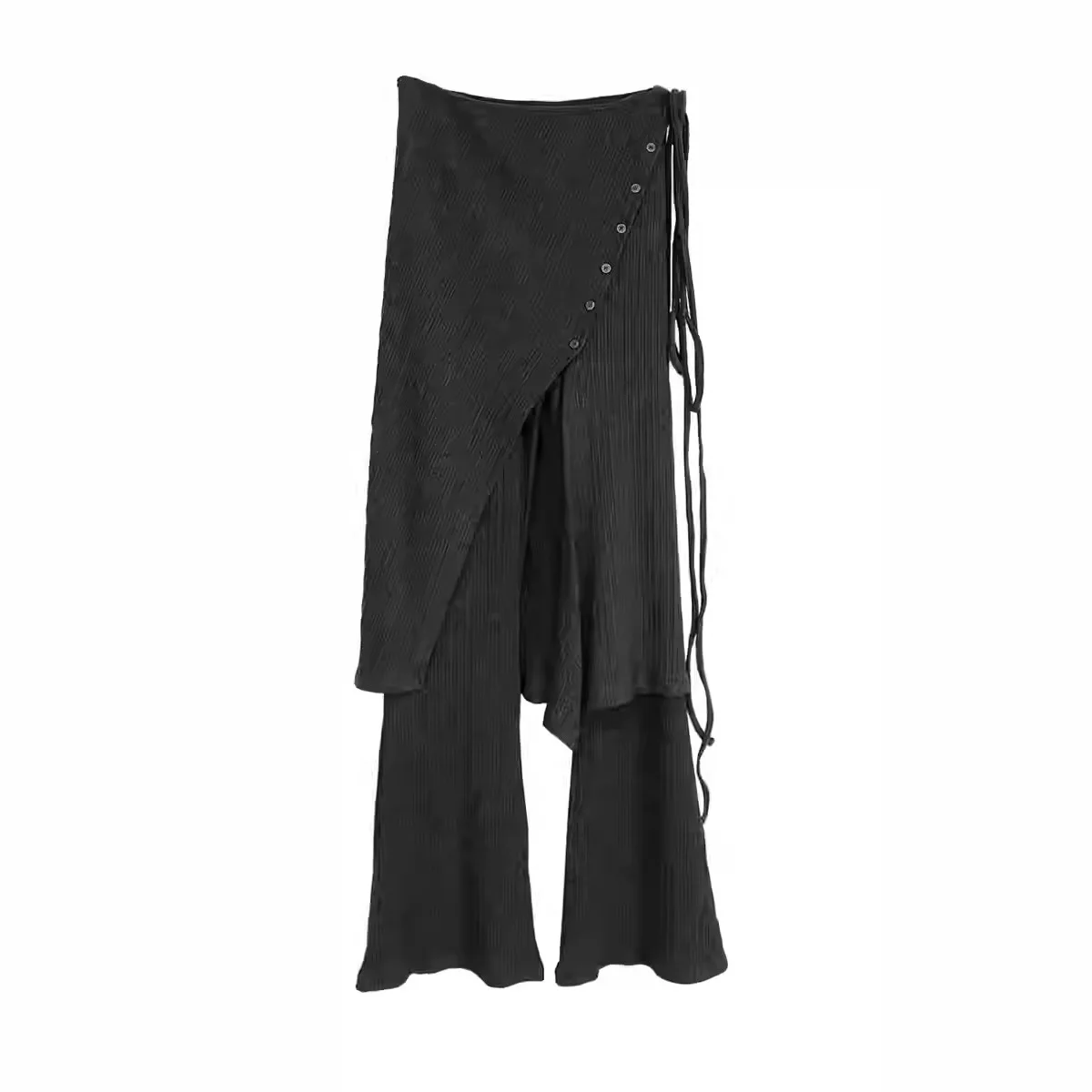 Уличный тренд, модная трикотажная юбка с высокой талией для похудения + брюки прямого кроя, повседневный универсальный тренд, дизайн комплекта из двух предметов