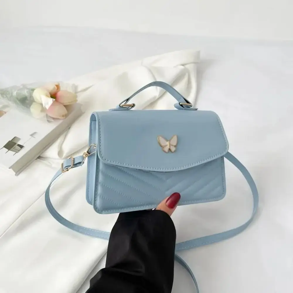 

PU Leather Portable Small Square Bag Large Capacity Lightweight Butterfly Crossbody Bag Korean Style Portable