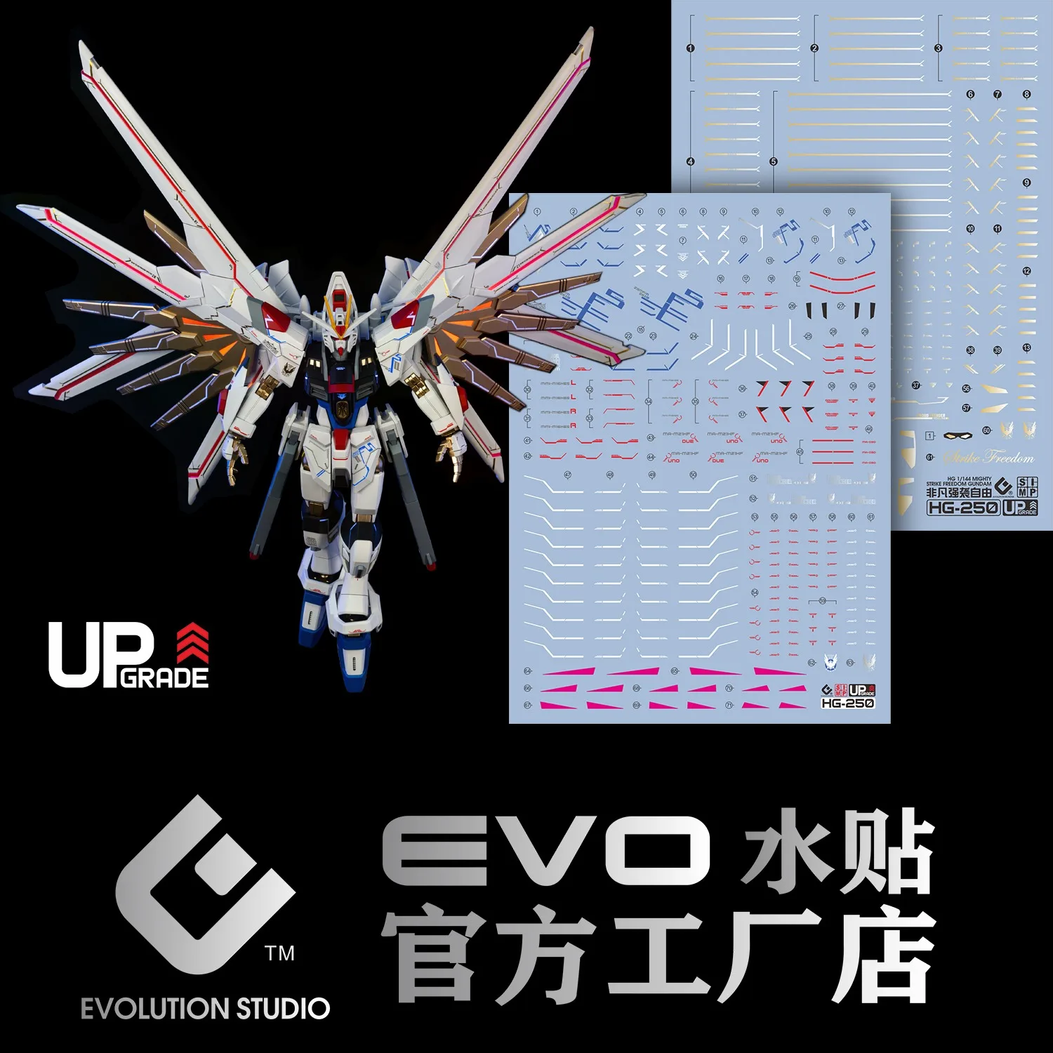 EVO Water Decal For 1/144 HG Mighty Strike Freedom Model Auxiliary Materials High Precision Decals Plastic Model Detail-up Signs