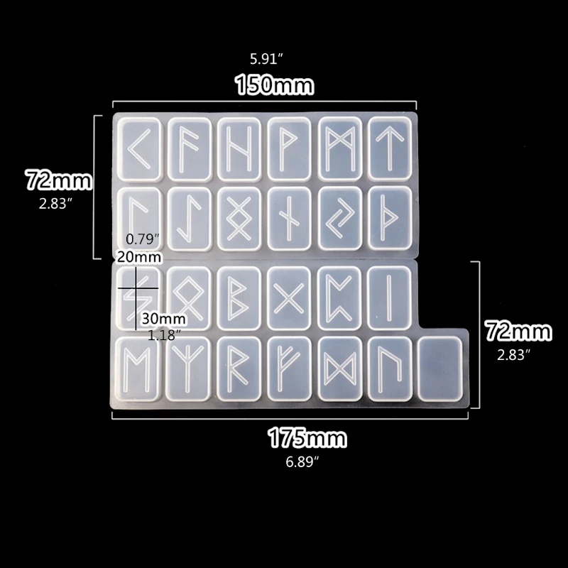 E15E Rune Stone Hars Schimmel Siliconen Rune Letter Woord Schimmel Energiesymbool Hars Levert Kristal Epoxyhars Casting Charm