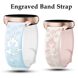 Wearlizer Castle Floral Engraved Band for Samsung Galaxy Watch 7/6/5/4 Silicone Cute Fancy Sport Strap for Watch 5 Pro/Active 2