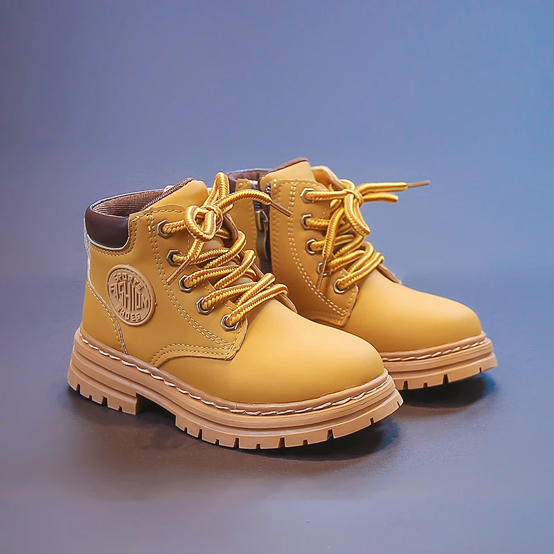 

Girls PU Leather Boots Kids Ankle Boots For Boys Children Soft Sole Boots Non-slip Outdoor Shoes Fashion Toddler Kids Short Boot