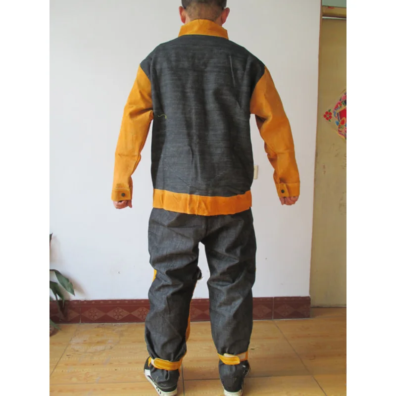 Split Type Cowhide Welding Work Suit Wear-resistant Thermal Insulation High Temperature Resistance Fire Resistance Welding Suit