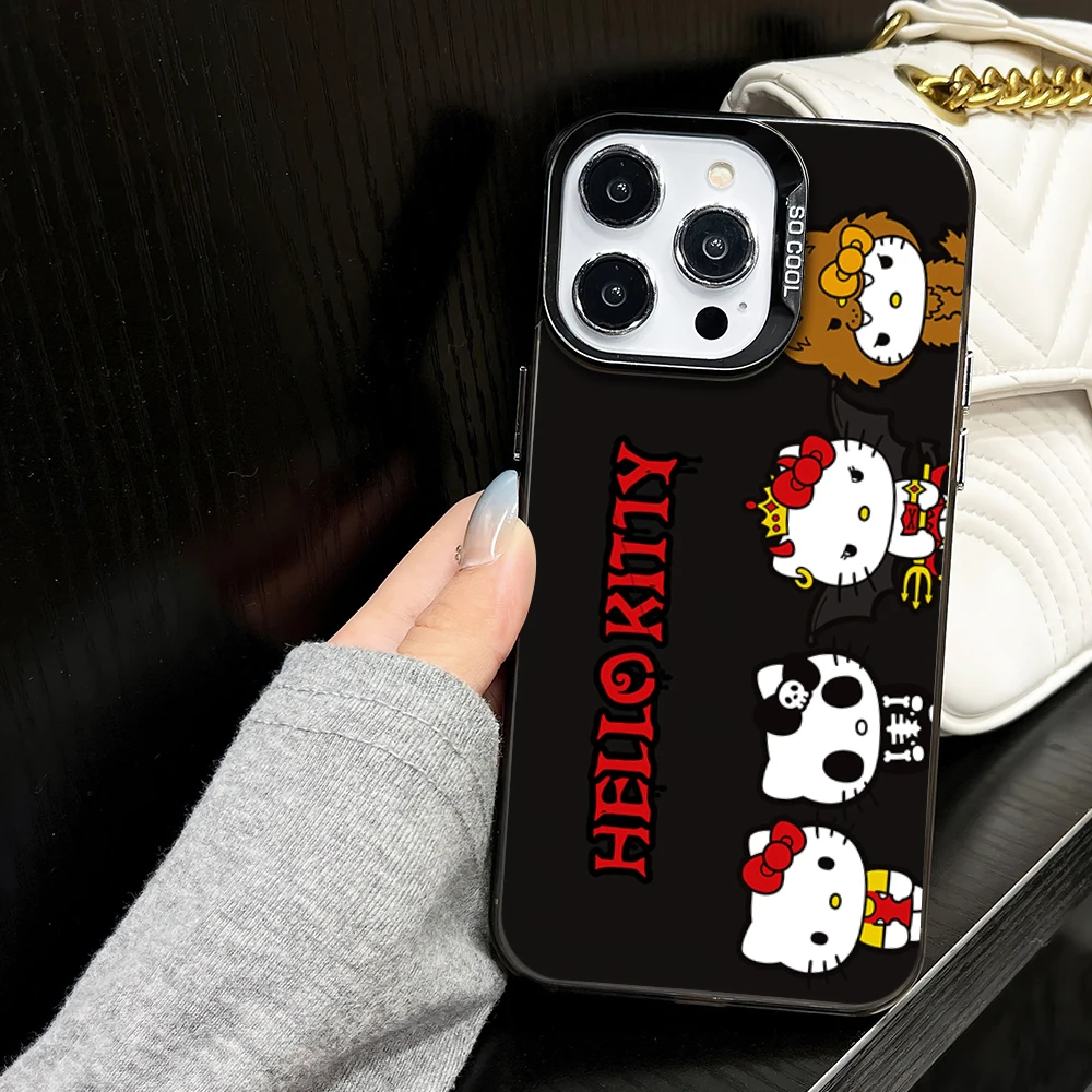 MINISO Halloween H-HelloKitty Cool Cute Phone Case for iPhone 16 12 13 14 15 11 Max Pro Plus Laser IMD Color Shell