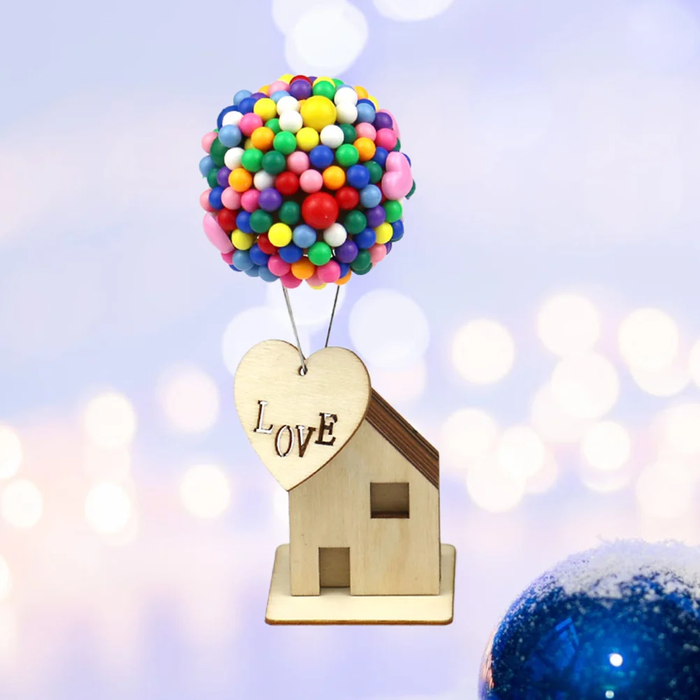 

Valentine Flying House DIY Balloons Kit Creative Log Cabin Assembly Miniature Wood House DIY Desktop Gift Colorful Size 2