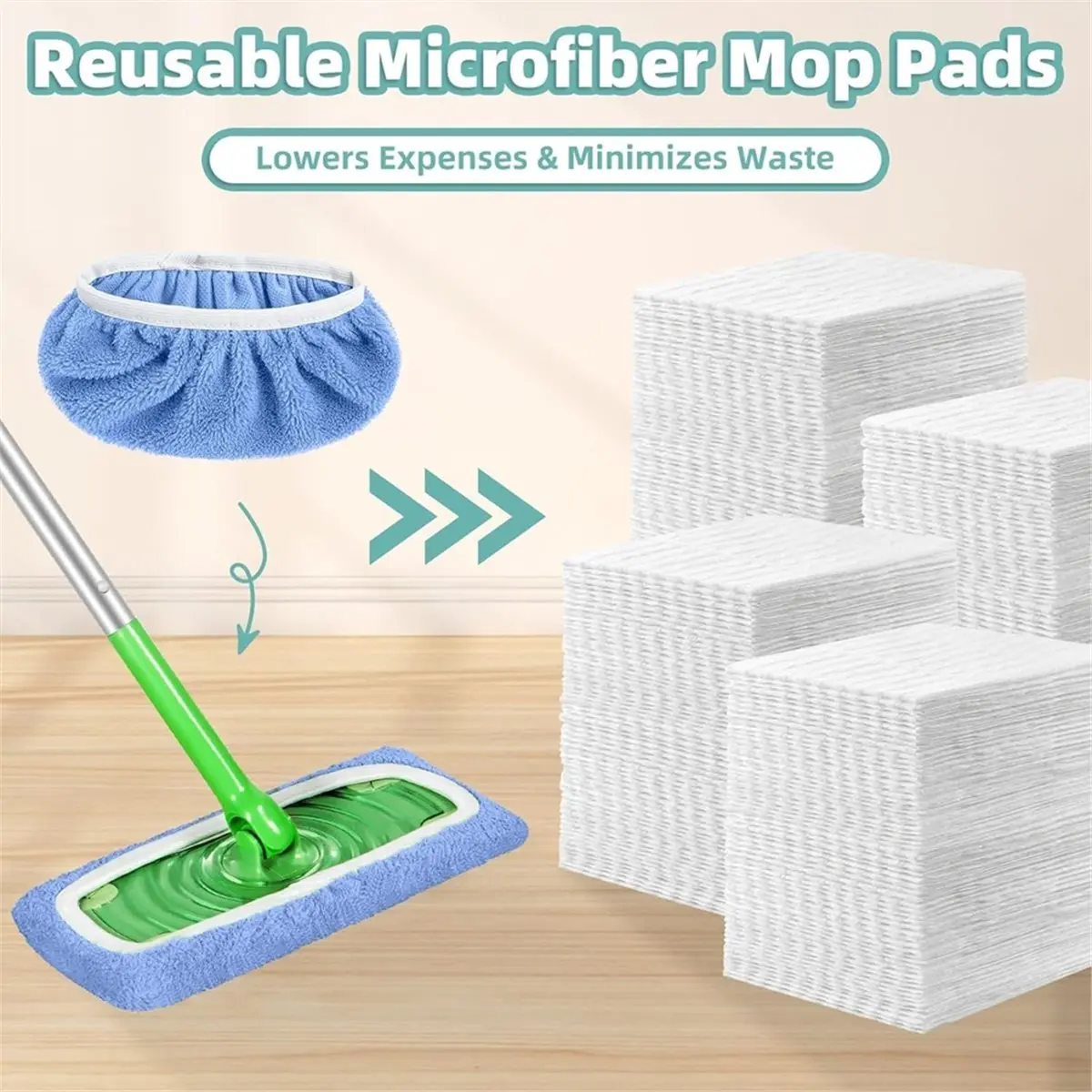 10pcs Reusable Mop Pads for Sweeper Mop, Microfiber Dry Sweeping Cloths & Machine Washable Wet Pads Refill