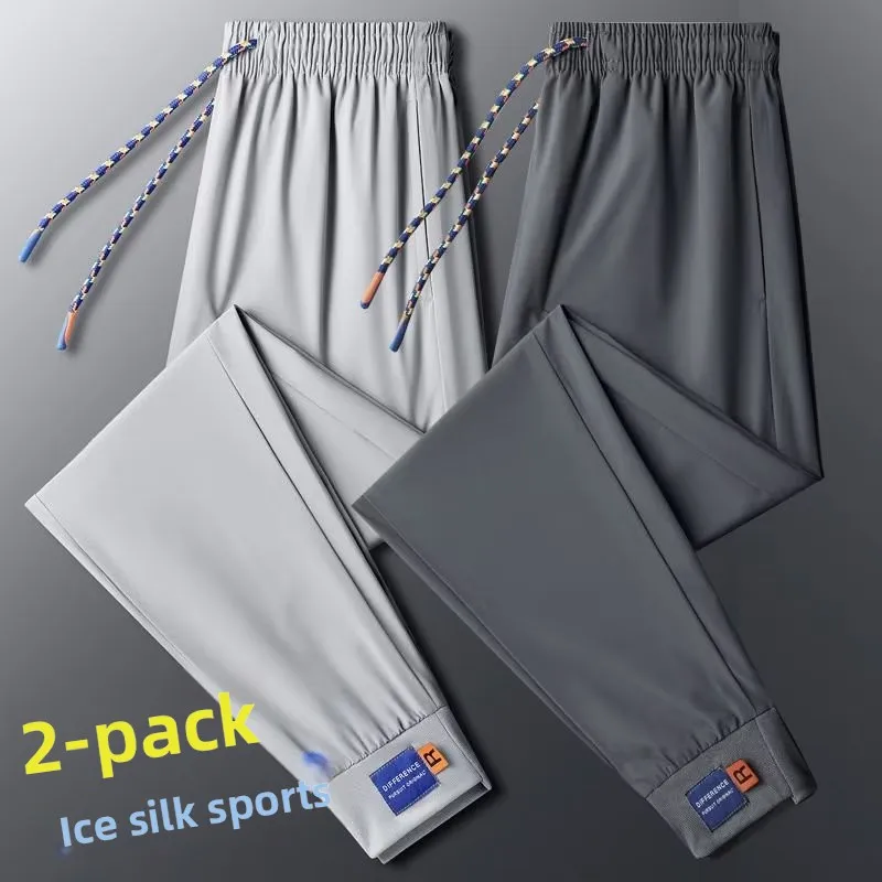 

Ice Silk Men's Summer Ultra-Thin Qui-Drng Casual Loose Large Size Sport Pants Smooth Elastici Drapey Casual Trousers