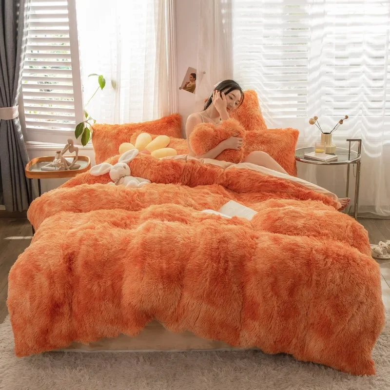 

Super Furry Coral Fleece Princess Bedding Set Mink Velvet Warm Quilt Duvet Cover Set Bed Blanket Bedroom Comforter Bedding Sets