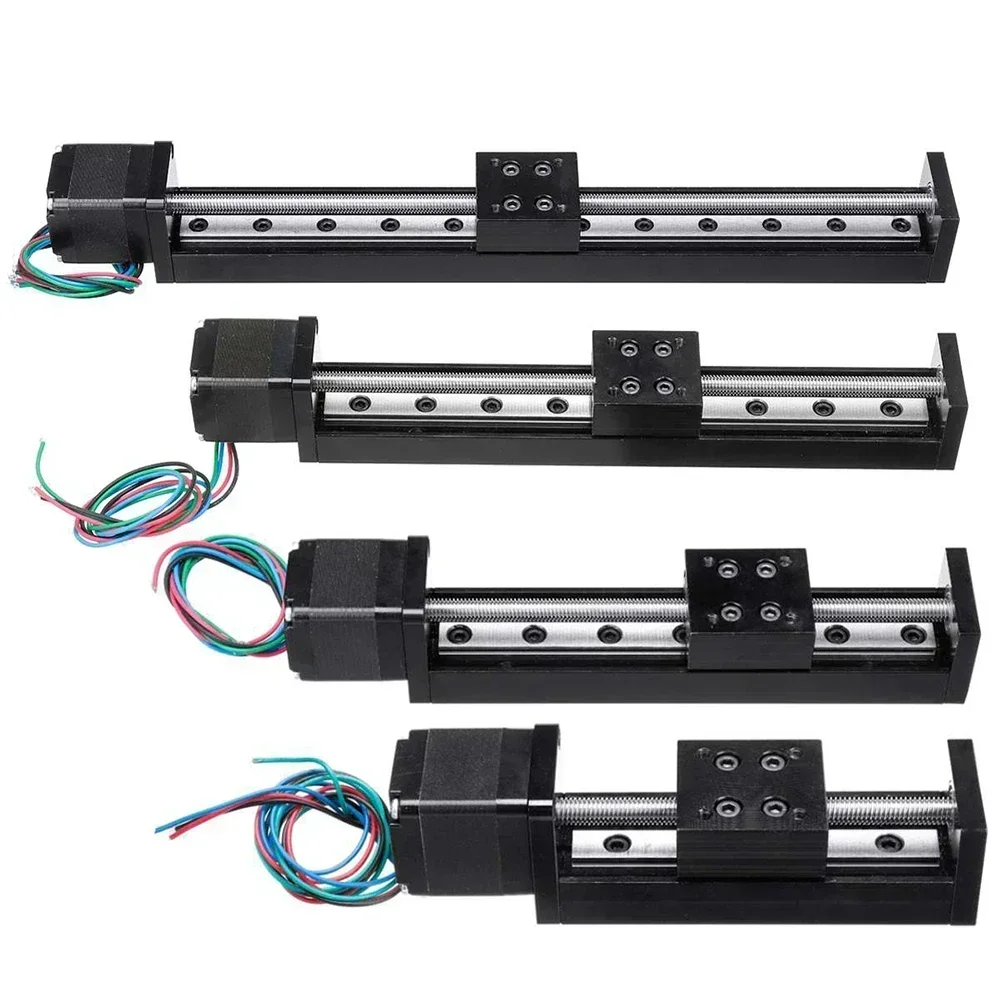 T-type Slide Stage Mini Linear Rail Stage 50-300mm Stroke Slide Table With Nema11 28mm Stepper Motor for XYZ Axis CNC 3D Printer