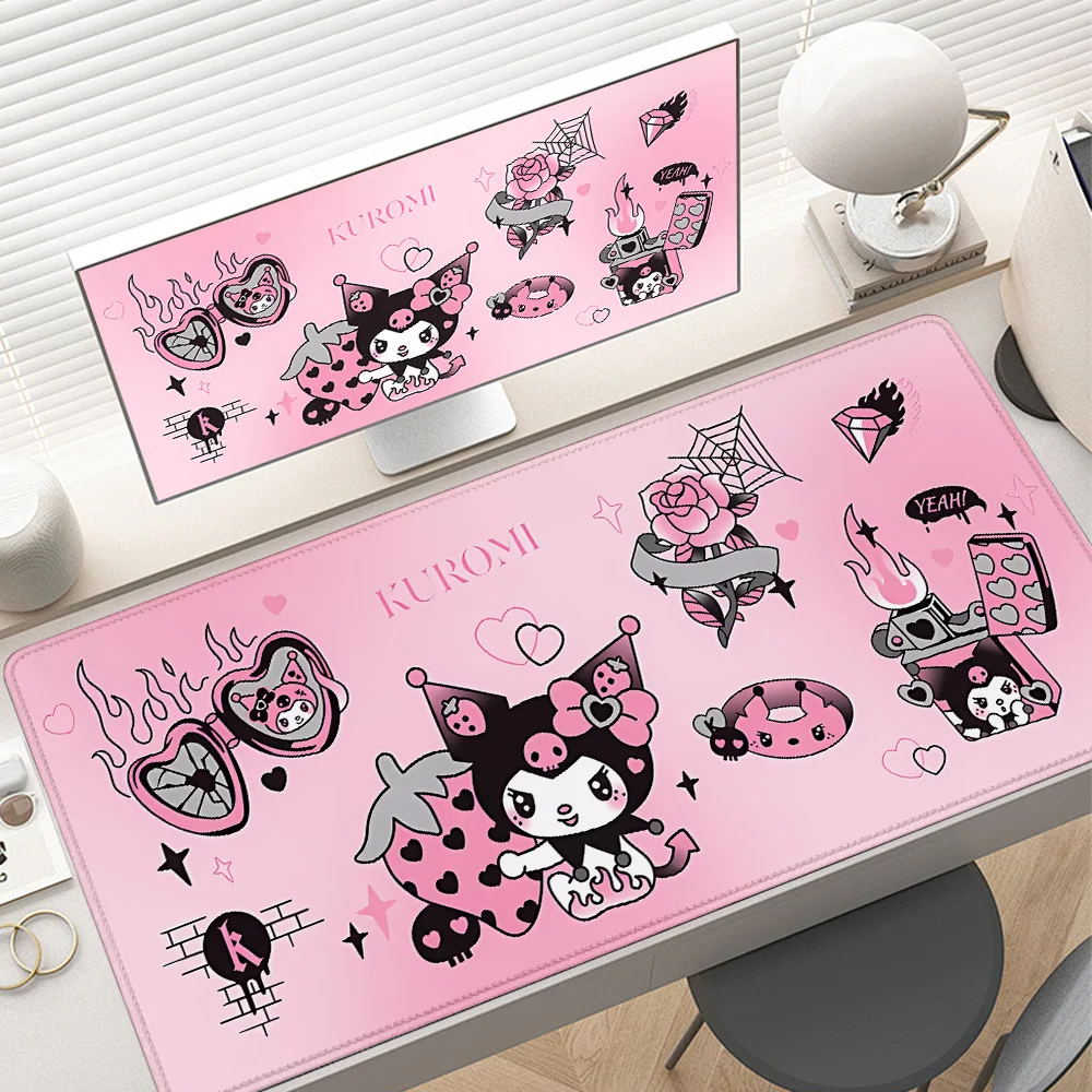HD 600x1200 مللي متر سانريو ماوس الوسادة Kawaii أنيمي لوحة المفاتيح اكسسوارات مكتب حصيرة XXL لطيف Kuromi ماوس ألعاب الكمبيوتر المطاط السجاد