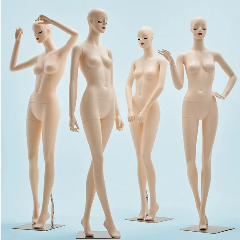 Model props female full body clothing store wedding dress window display simulation skin tone makeup face dummy hanger