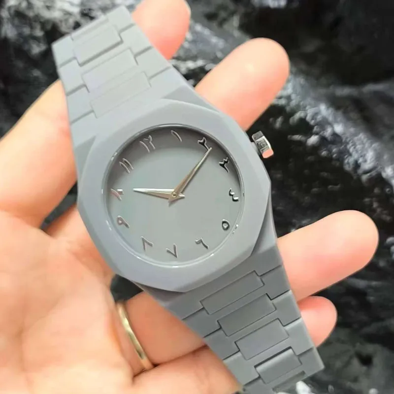 Модные брендовые пластиковые поликарбонатные круглые ближневосточные арабские цифровые кварцевые часы для мужчин и женщин