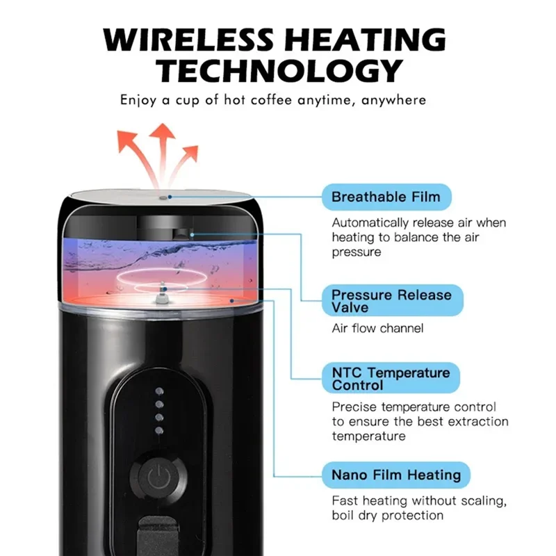 

ELEG-Portable Espresso Machine 7500Mah Wireless Heating, 20 Bar Electric Coffee Maker For Travel & Home