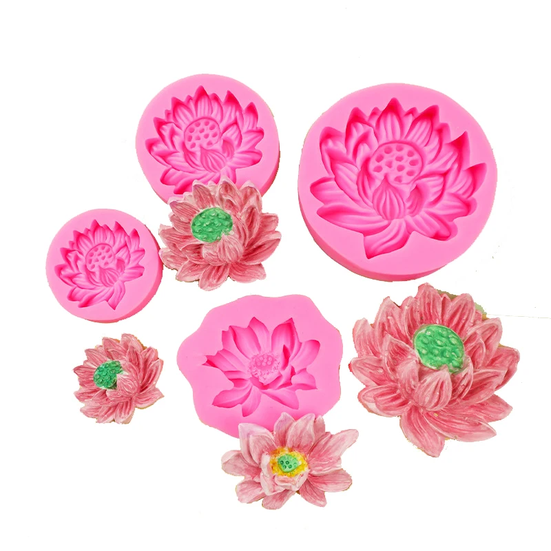 Lotus Car Aromatherapy Gypsum Kitchenware Silicone Molds Fondant For Baking Pastry Cake Decorating Polymer Clay Resin Candy