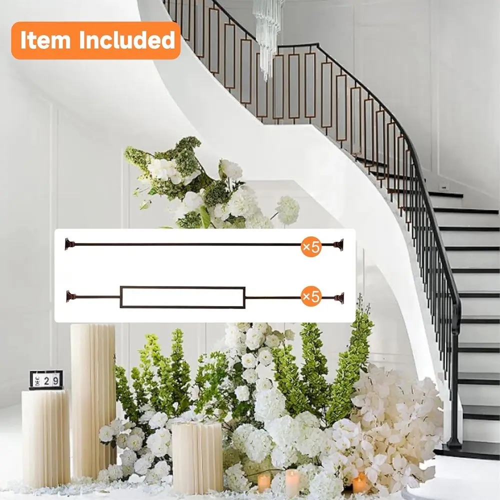 Baluster Tangga Berwarna Tembaga Setengah Inci x 44 Inci: Railing Logam dengan Kilau Unik dan Panel Persegi Bertekstur, Besi Polos