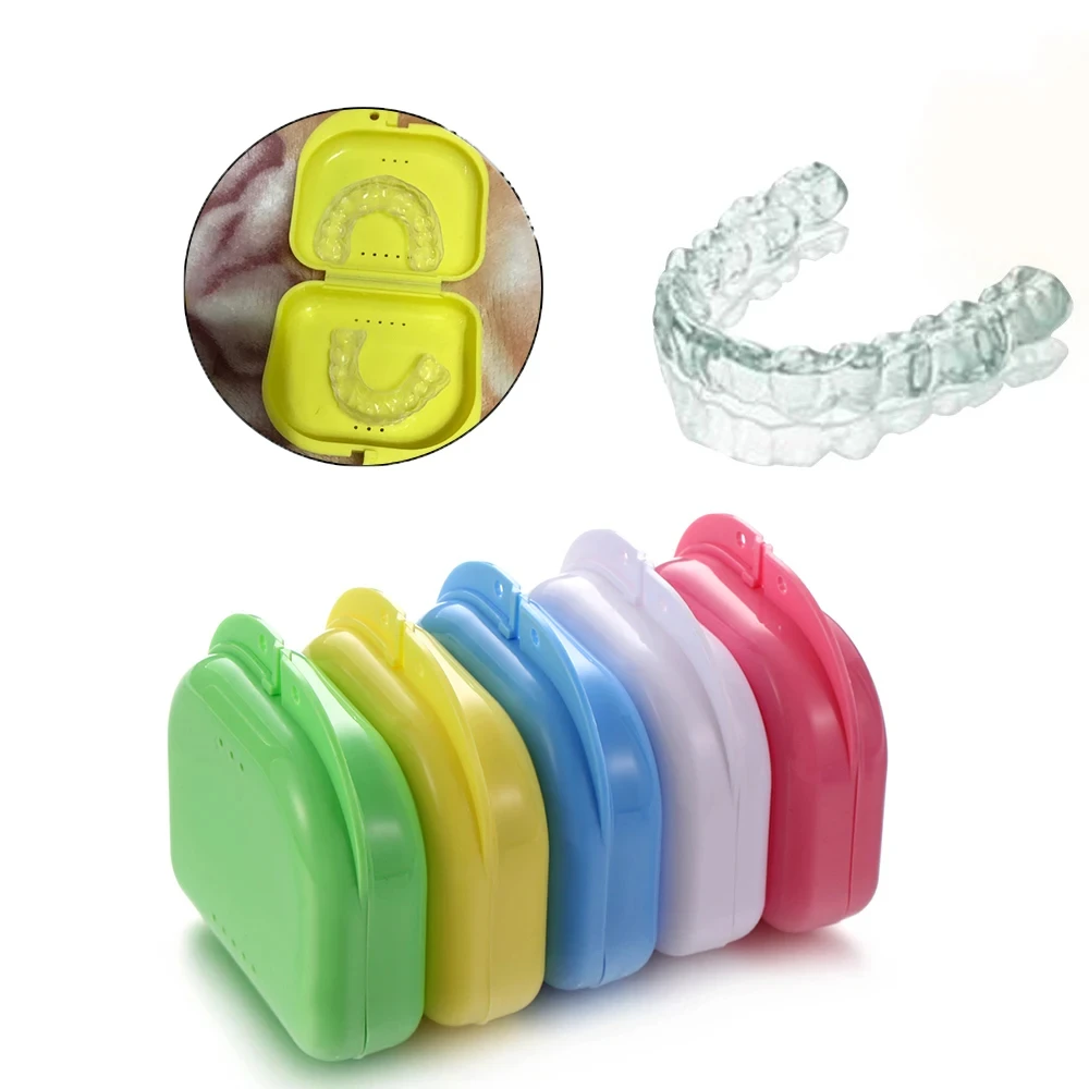 

30Pcs Denture Box Tray Case Dental Orthodontic Retainer Color Tray Storage Box Plastic Teeth Container False Teeth Protective