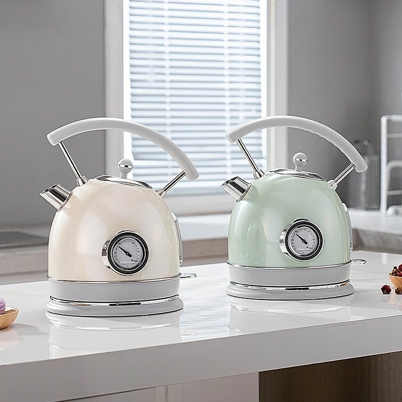 Retro European Style Electric Kettle Large Capacity 304 Stainless Steel Auto Cut Off Household Water Boiler