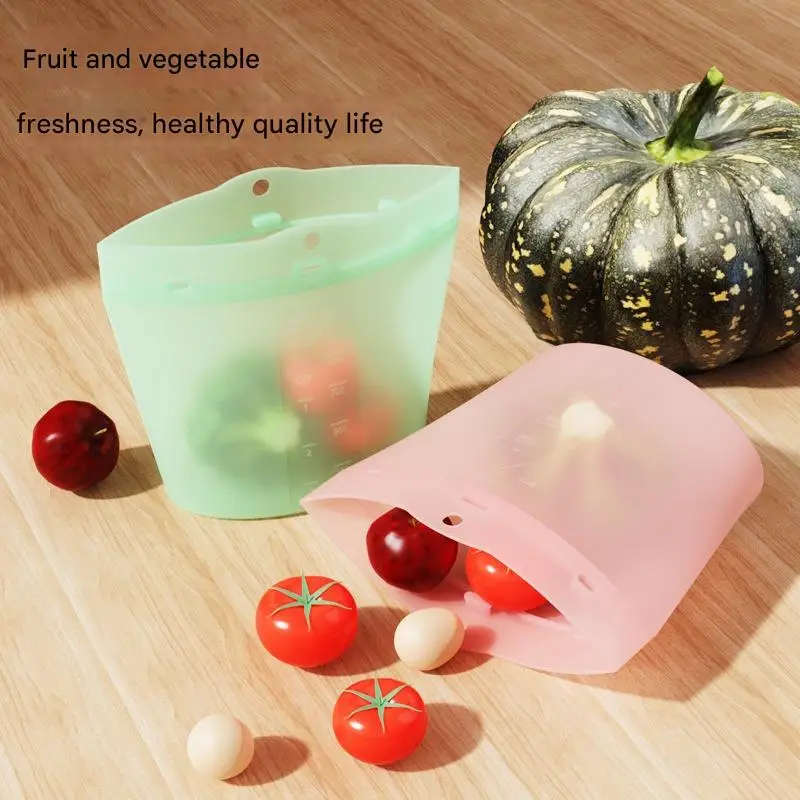 Silicone Fresh-keeping Bag,Reusable Large Capacity Kitchen Storage for Refrigerator Space Saving,Eco-Friendly,Leakproof