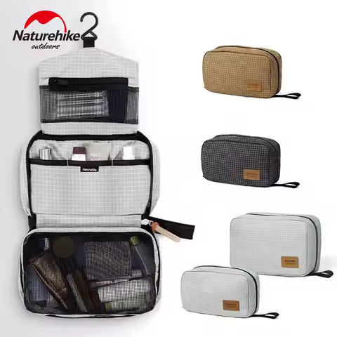 Naturehike Hangable Organizer Travel Toiletry Bag Grid Storage Box for Swimming Washing Makeup Cosmetic Bag Capacity Waterproof