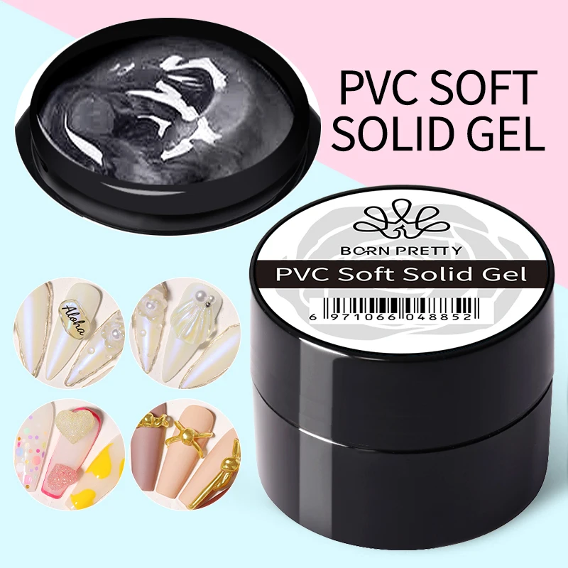 BORN PRETTY PVC 소프트 솔리드 젤 스테레오 모델링 조각, UV LED 3D 투명 컬러 네일 아트 하드 젤 바니시, 4 in 1