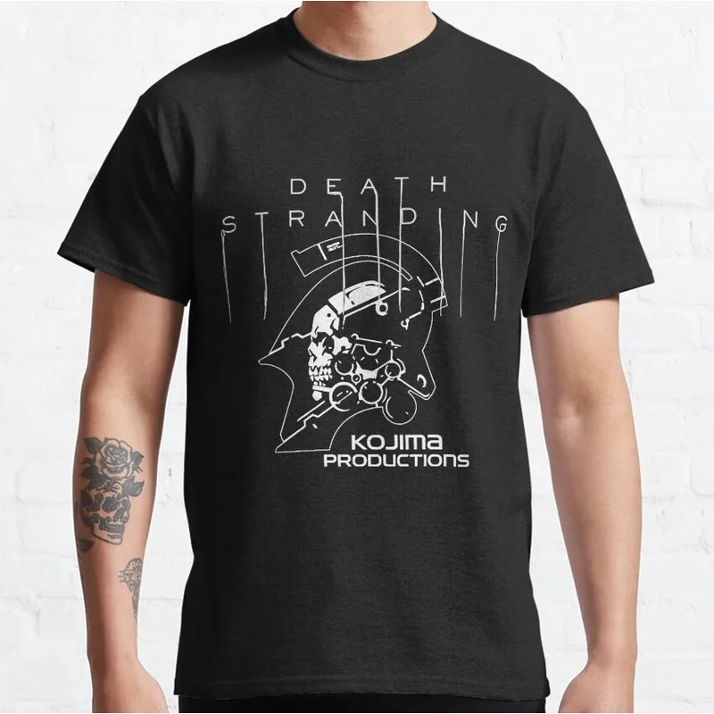 Death Stranding - Logo Text and Kojima T‑Shirt Gamer Fan Gift Unisex Cotton Short Sleeve Tees Graphic Print Streetwear Tops