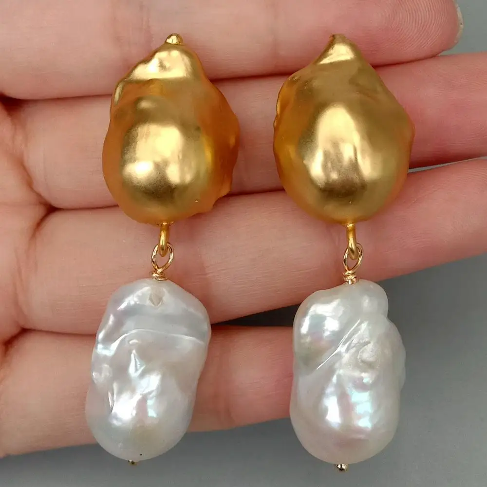 Y·YING Freshwater Cultured Baroque Pearl Gold Plated Pearl Drop Earrings For Women Gift