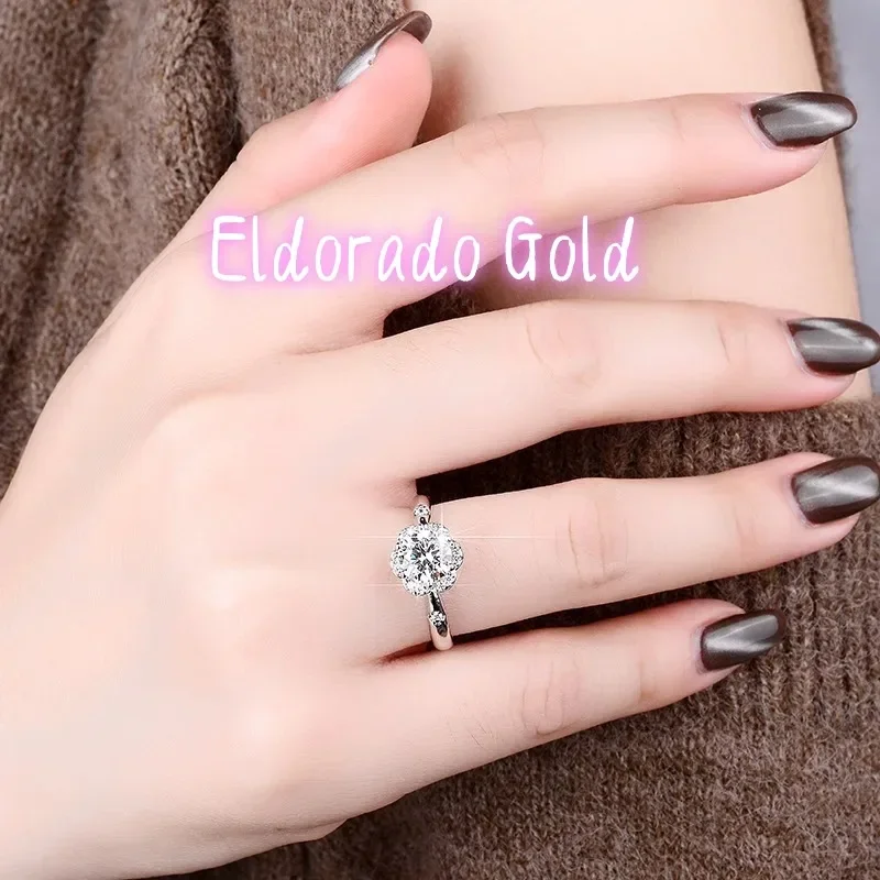 

Eldorado Gold Eldorado 2025 Light Luxury PT950 Platinum Diamond Moissanite Ring Women's Ring Platinum Fashion Temperament Six
