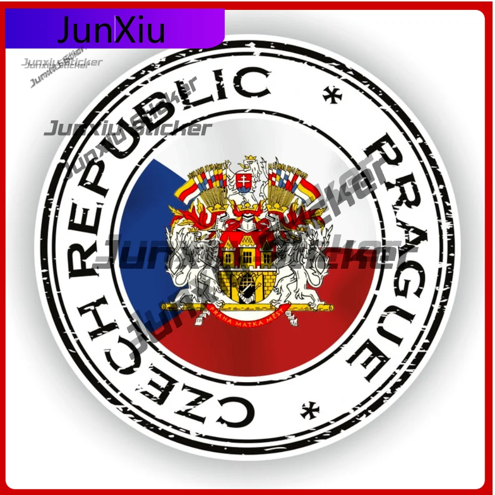 

Czech Republic Prague Coat Seal Sticker Round With Seal Emblem Flag Decal Uv Protection Sun Resistant Designed For Laptop