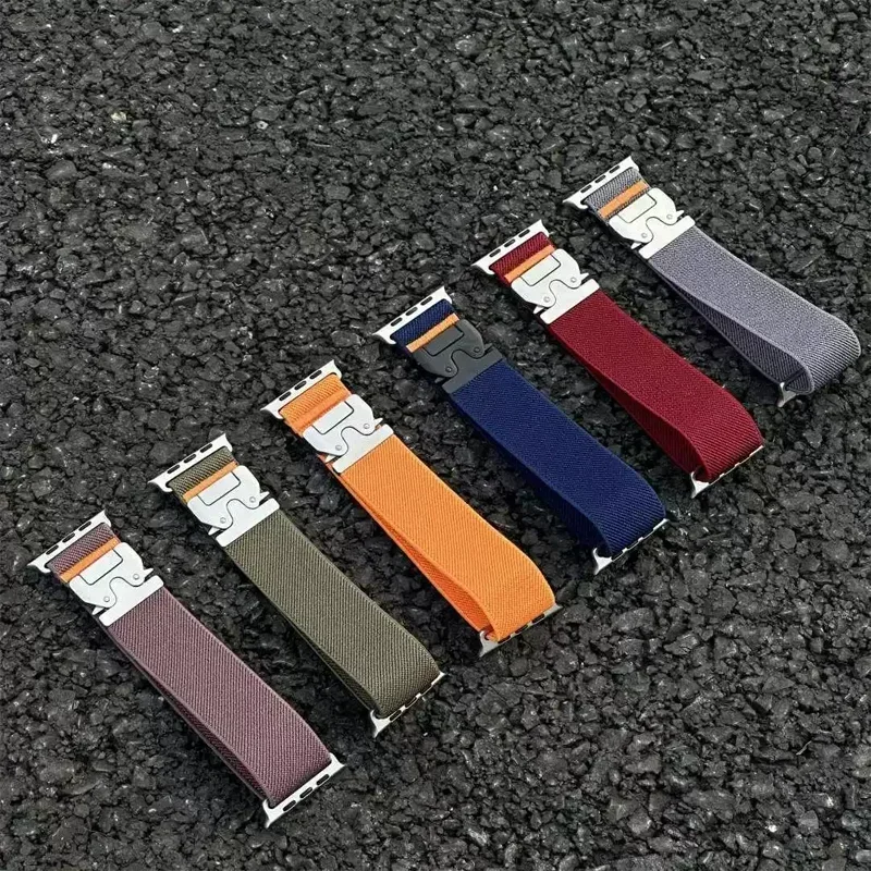 Armband mit Fallschirmriemen für Apple Watch Ultra 2, 49 mm, 45 mm, 46 mm, 44 mm, 42 mm, 40 mm, 41 mm, Armband für iWatch Series 10, 9, 8, 7, 6, 3, SE. – Detail 2