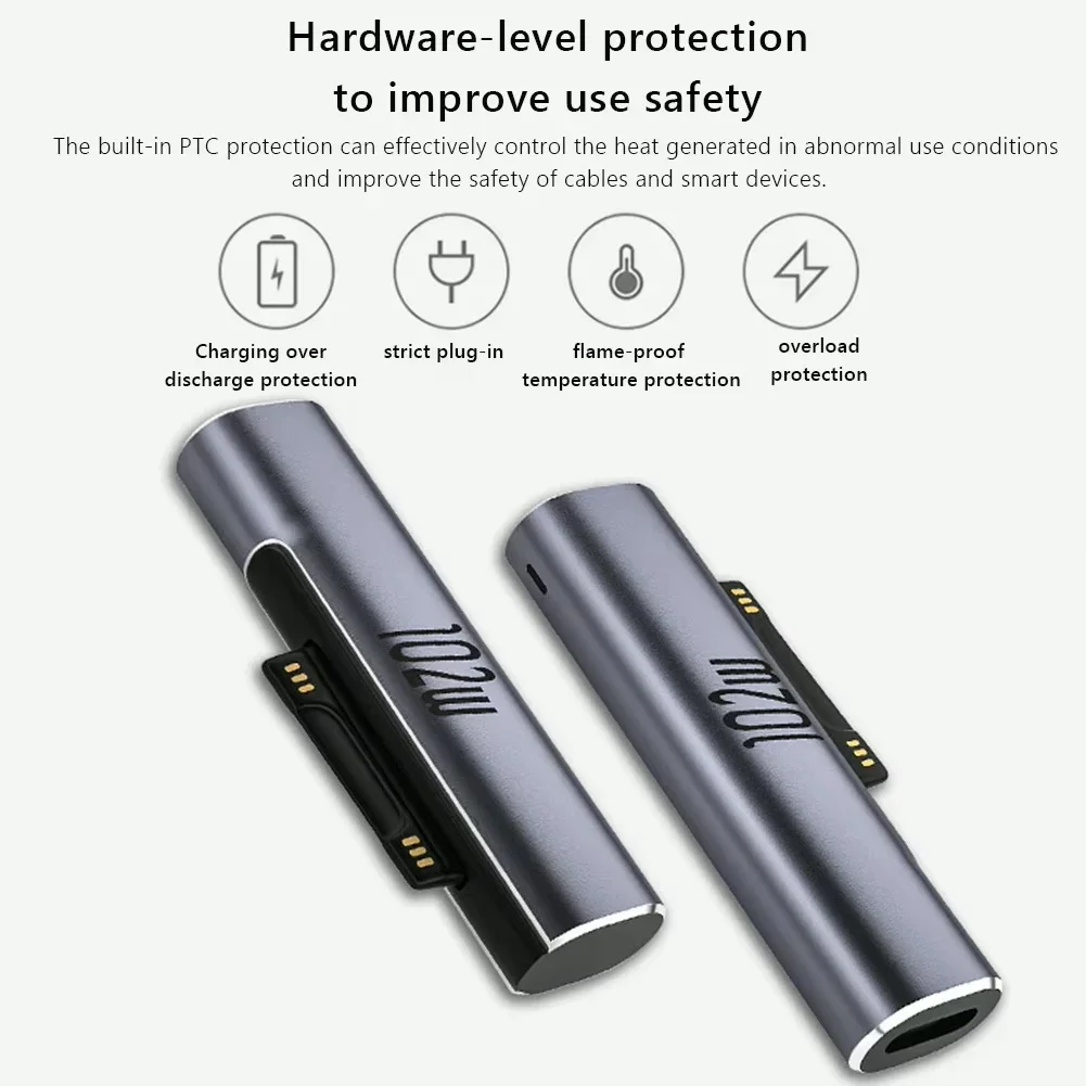 For Microsoft Surface Pro X 8 7 6 5 4 Go Book to Type C PD Adapter Tablet Fast Charging Plug Converter Magnetic Charger Adapter