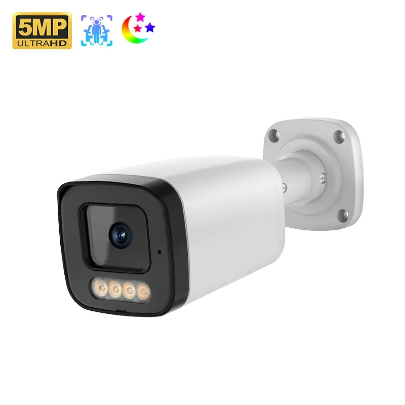 2026 Veezoom 5MP IP PoE Waterproof Bullet Security CCTV Camera Two-Way Audio Network Built-in Mic CMOS Sensor Night Vision-SD Ca