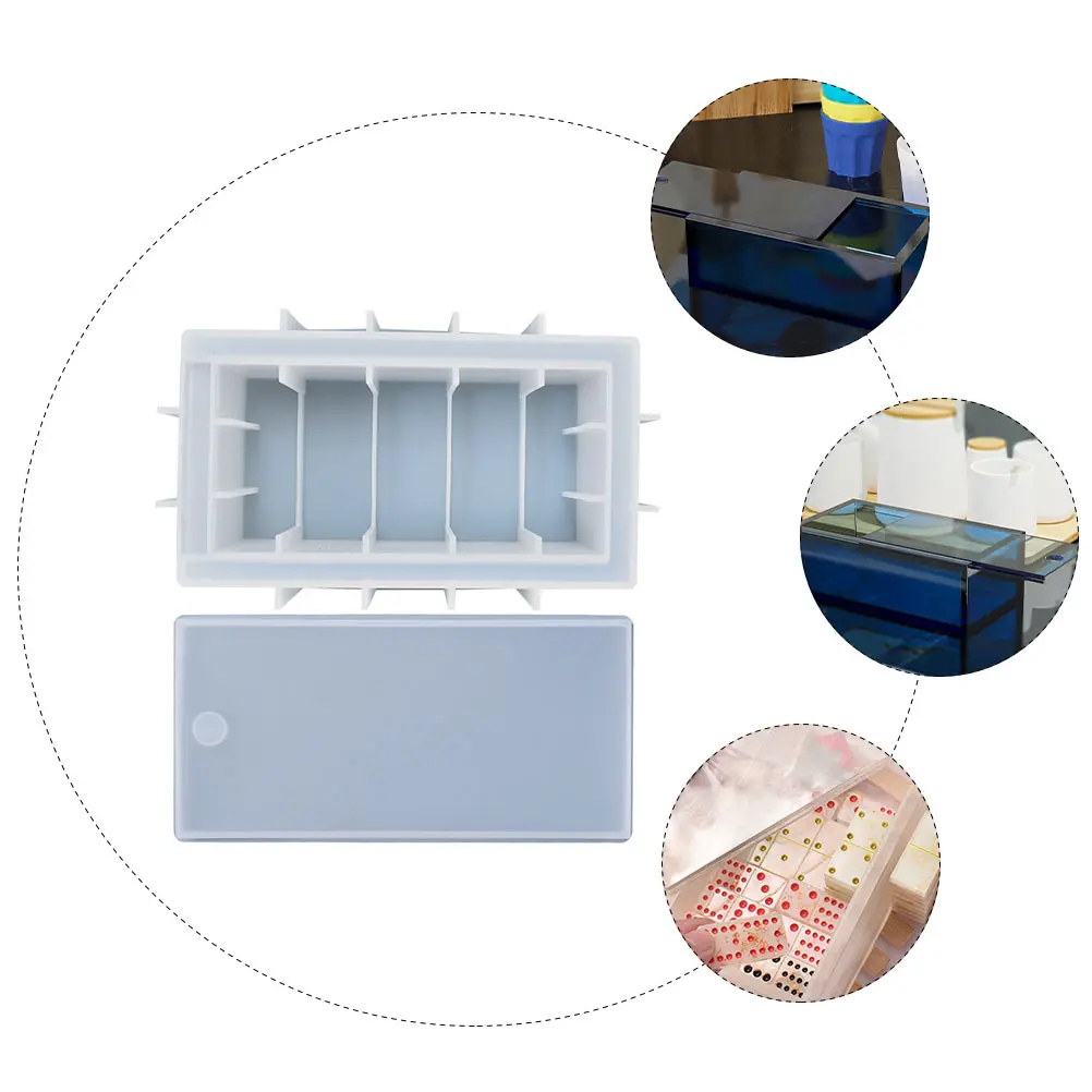 1 set 1 Set Storage Box Mold Silicone Resin Casting Epoxy Box Maker Tissue Domino Case Craft Diy Holder Gift Container Mould