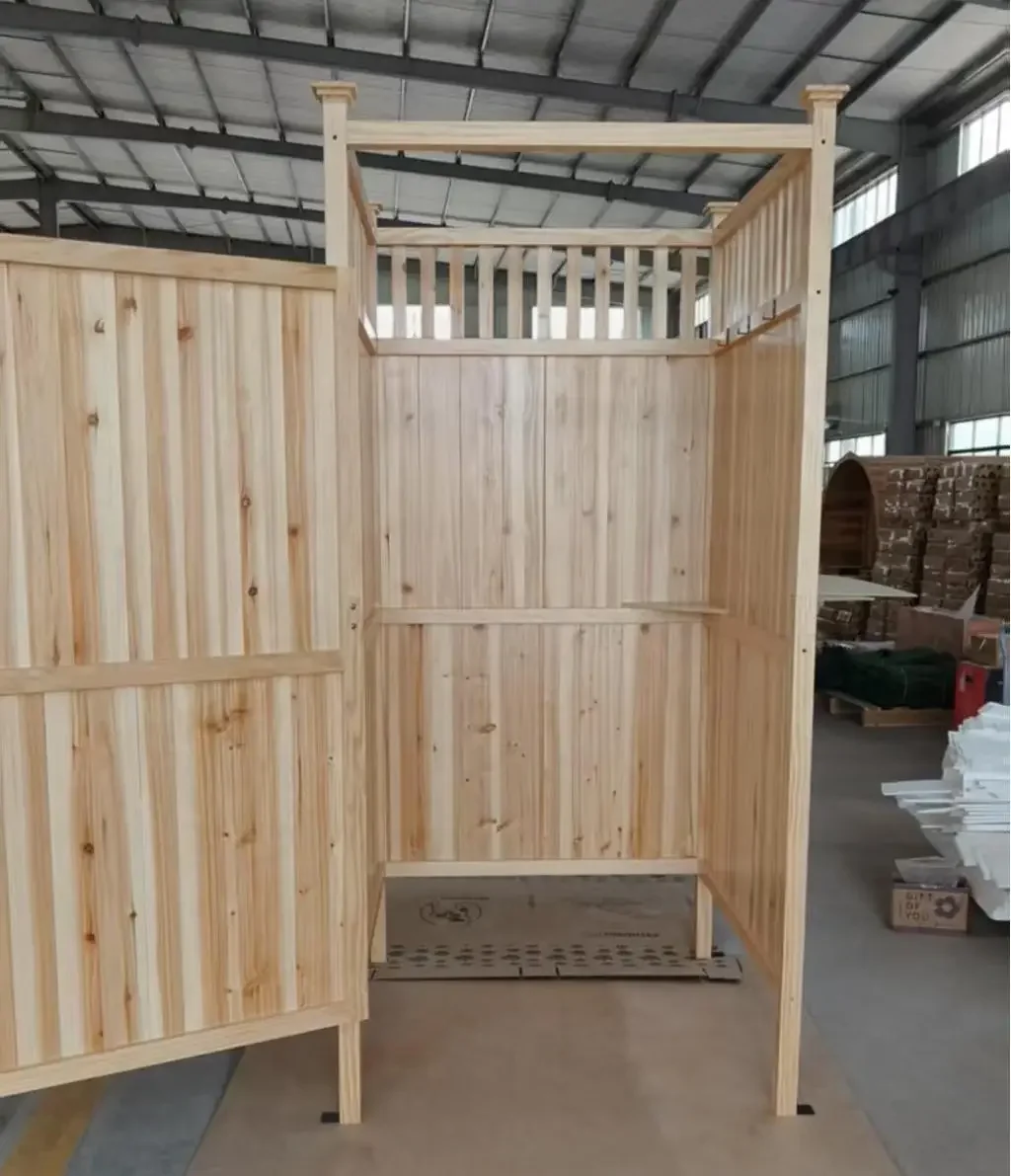 2026 Outdoor Wooden Shower Enclosure Privacy Changing Room with Door and Hooks for Garden Poolside Beach Usepromote sales