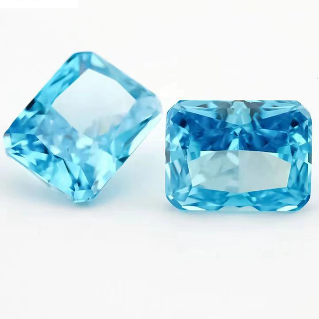 2 قطعة/الوحدة مستطيل قطع الجليد عالية الكربون الماس الاصطناعية مكعب زركونيا الزبرجد #6