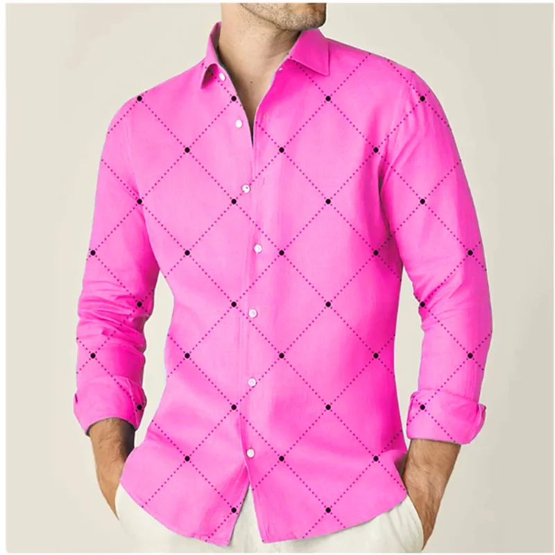 Fashion 2024 Men\'s Shirts 11 Color Shirts Geometric Print Outdoor Streetwear Long Sleeve Lapel Shirts Designer Casual XS-6XL