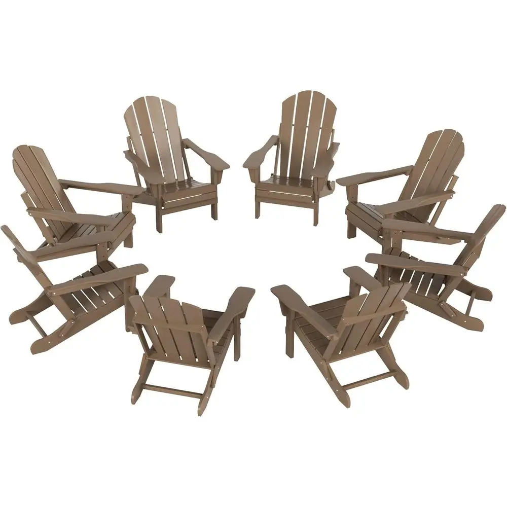 

HDPE Laguna Outdoor olding Poly Adirondack Chair (Set o 8),Weathered Wood