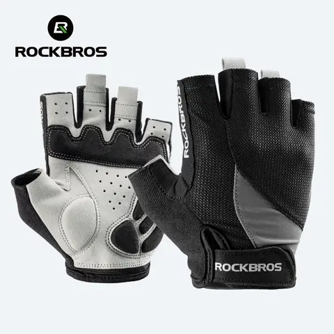 ROCKBROS 하프 핑거 자전거 장갑 MTB 도로 봄 여름 통기성 반바지 자전거 장갑 남성 여성 젤 패딩 사이클링 장갑