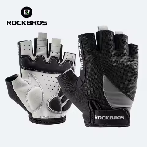 ROCKBROS 하프 핑거 자전거 장갑 MTB 도로 봄 여름 통기성 반바지 자전거 장갑 남성 여성 젤 패딩 사이클링 장갑