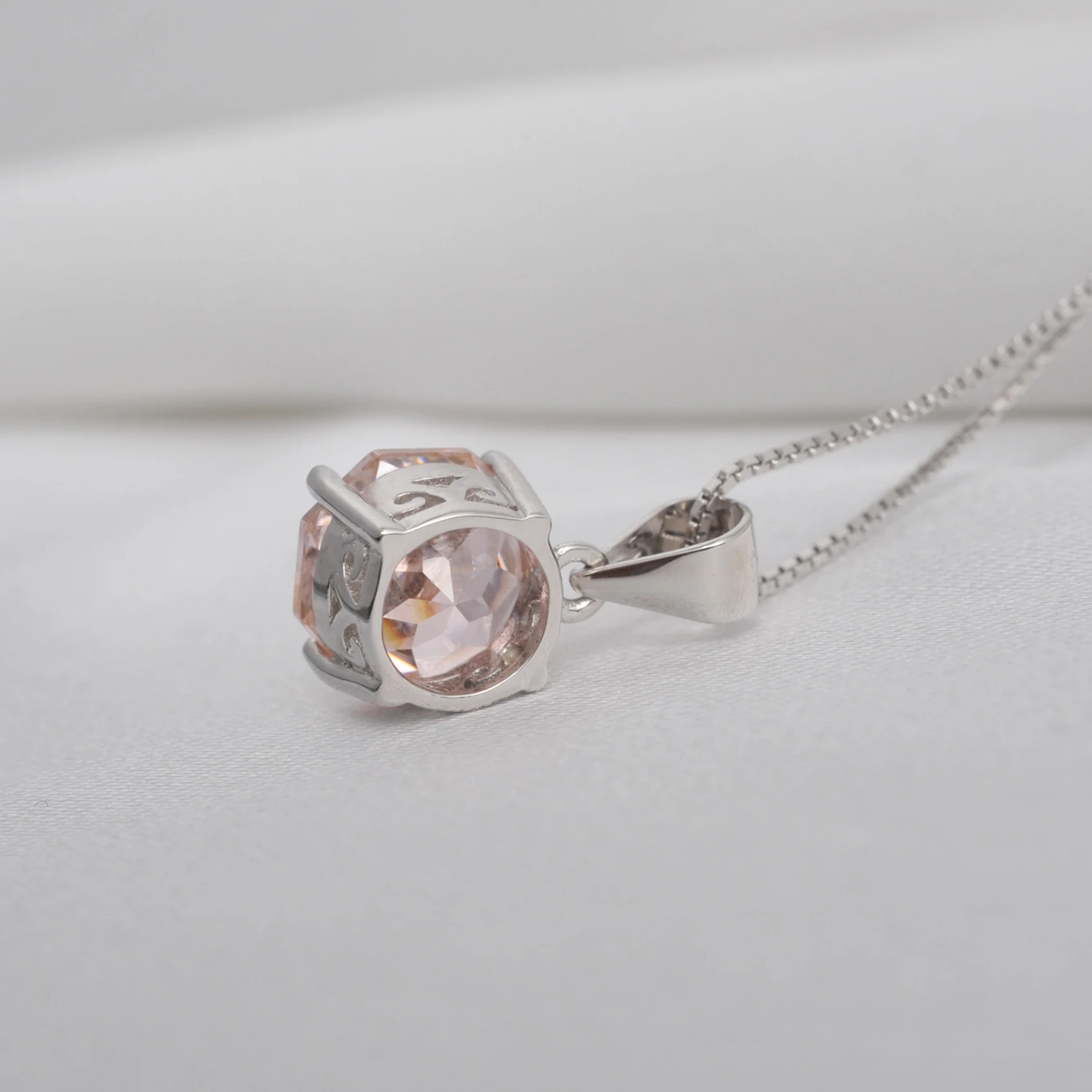 POTIY 2ct Morganit Rosa Kubisches Zirkonium CZ Achteckiger Rosenschliff Anhänger Ohne Kette 925 Sterling Silber Geschenk für Sie – Detail 18