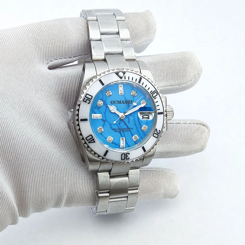 Reloj personalizado para hombre de 41,5mm NH35 movimiento mecánico automático reloj de buceo para hombre cristal de zafiro logotipo personalizable