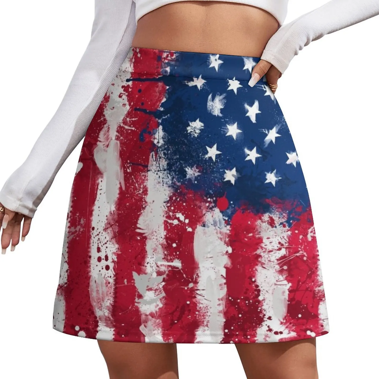

American Flag - Grunge Mini Skirt korean skirt Women's summer skirt Mini