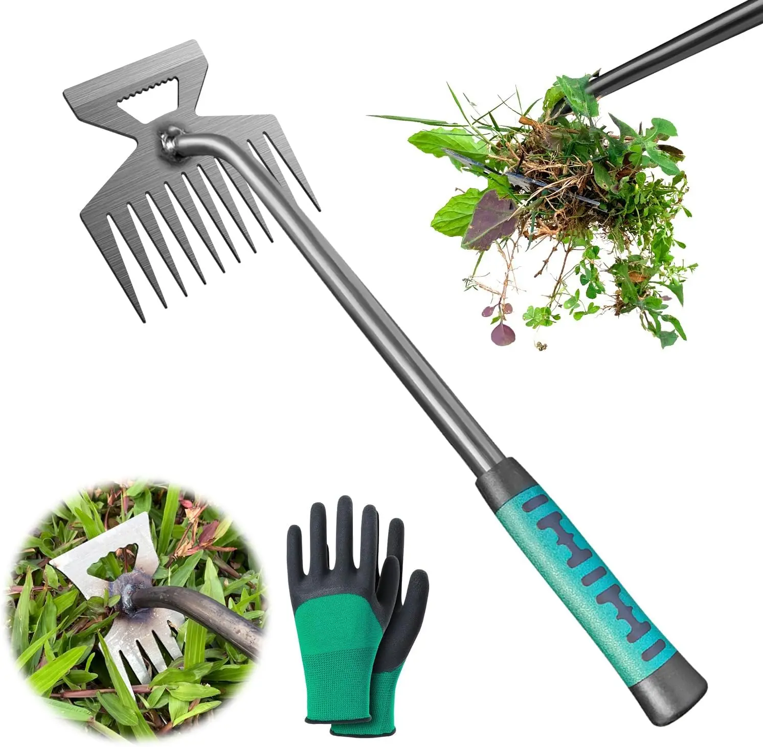 

Gardening Hand Weeder Tool, 2024 Upgraded Long Handle Weed Puller, Durable Manganese Steel Weeding Claw, Effective Uprooting Too