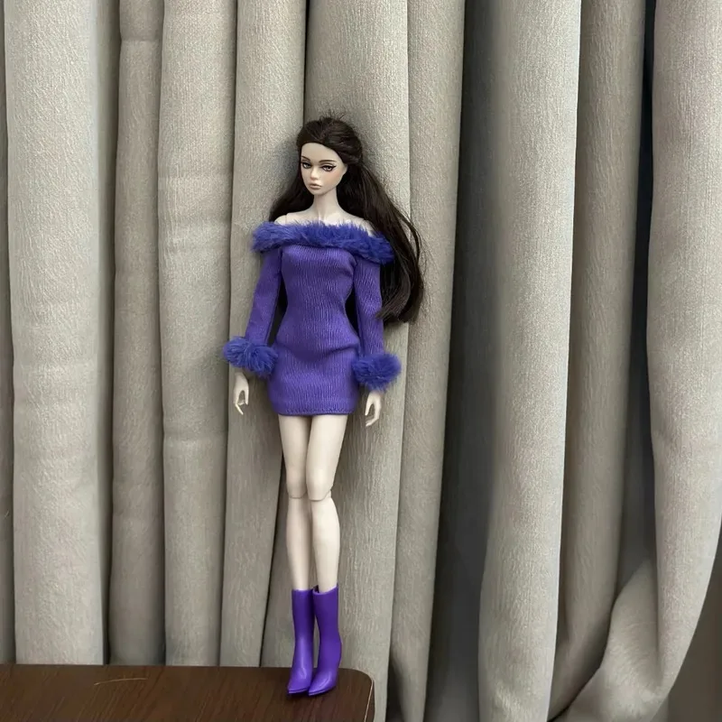فستان طويل الأكمام + أحذية / 30 سنتيمتر ملابس دمية قميص قطيفة تنورة التمهيد/الزي الموضة ل 1/6 Xinyi FR ST blythe OB bb دمية