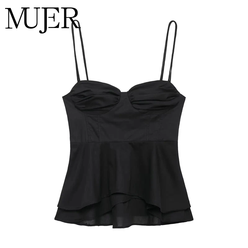 MUJER Black Corset Crop Top Woman Summer Camisole Backless Top Women Sleeveless Bustier Top Woman 2025 Sexy Beach Tops for Women