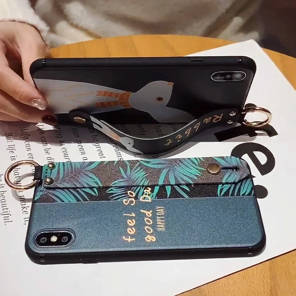 YPM5 شريط للرسغ قضية الهاتف لهواوي الشرف 400 300 200 90 50 70 برو X7B X7C X5B X6B X7A X8C X8B ماجيك 7 لايت ورقة أرنب غطاء