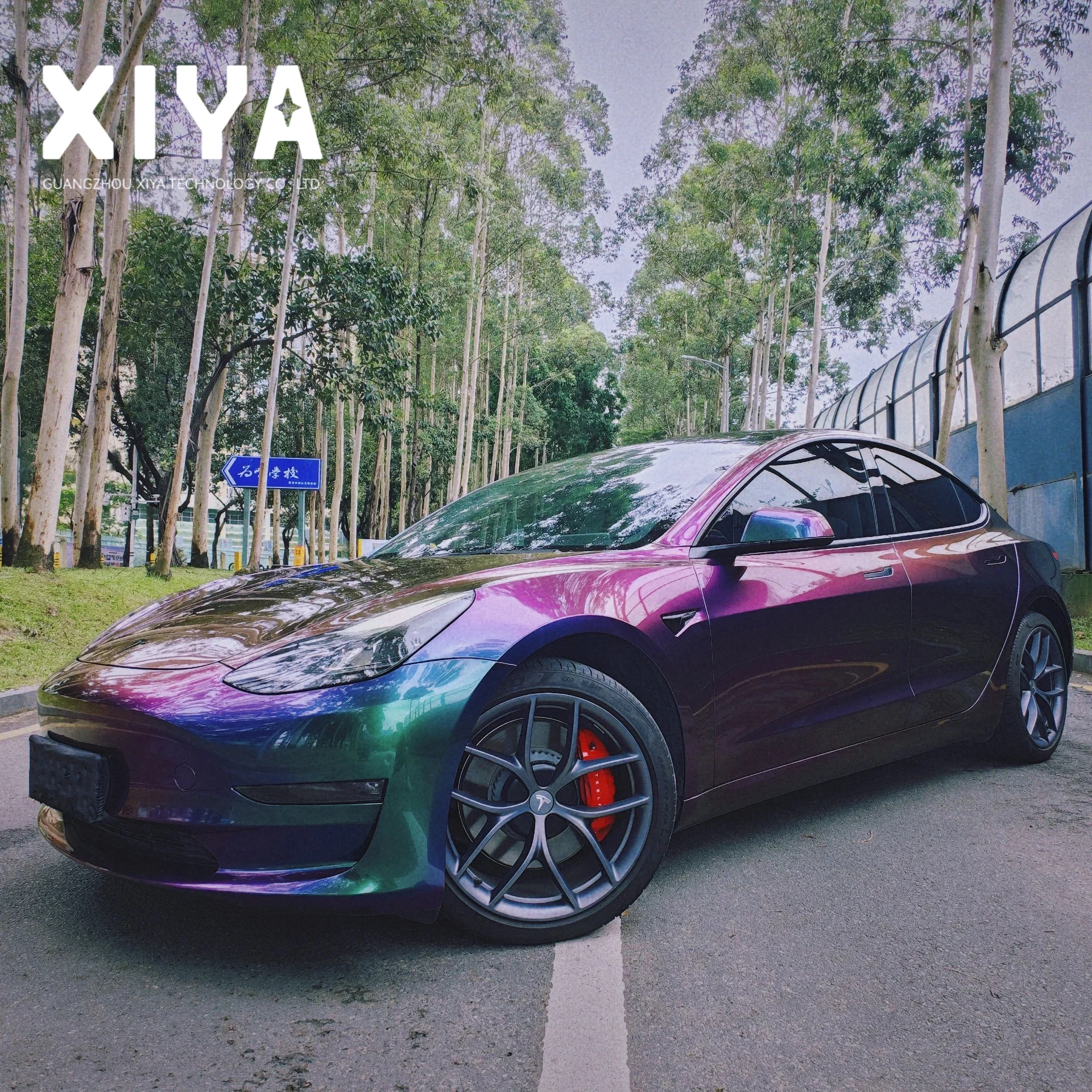 Film Pembungkus Bodi Mobil PVC Vinyl PET Bunglon Hijau Merah Ungu