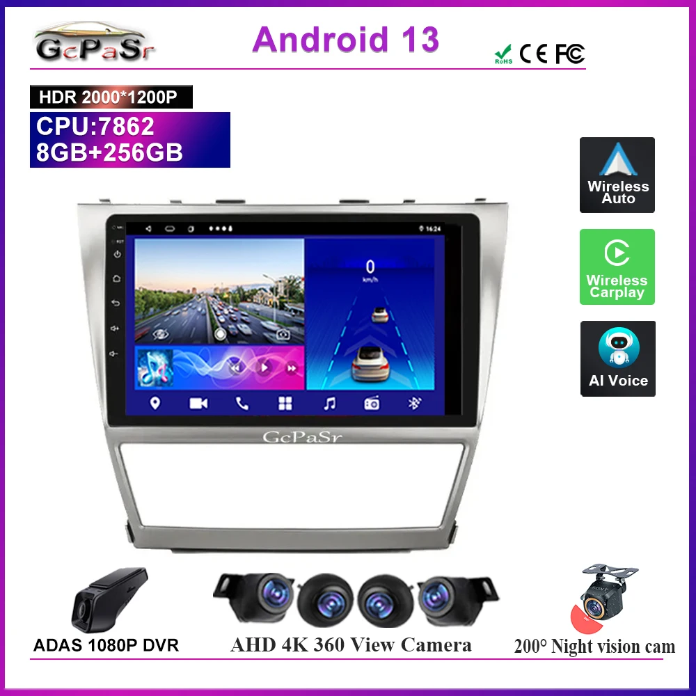 

7862 snapdragon For Toyota Camry 6 40 50 2006-2011 High-performance Multimedia Player QLED Screen No 2din DVD Auto Radio DashCam